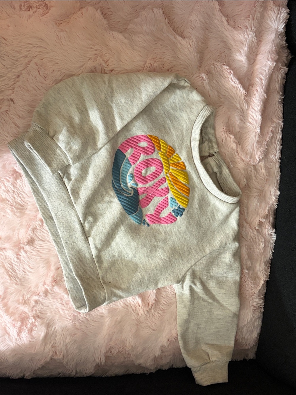 Kids Crewneck Sweatshirt with Colorful Surf Graphic - Cream